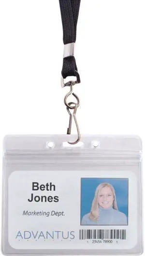 Advantus ID Holder/Lanyard Combo Pack - Horizontal - Vinyl - 20 / Pack - Black/Clear  AVT91132