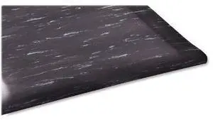 Genuine Joe Anti-Fatigue Foam Mat Beveled Edges 3'x5' Black Marble 58841