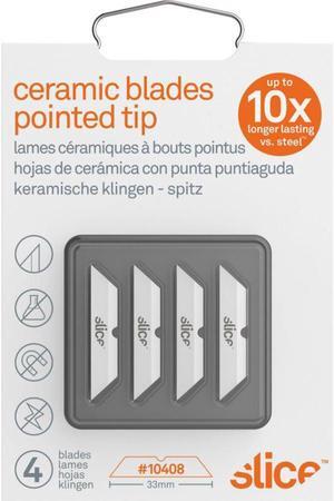 Slice Pointed Tip Ceramic Cutter Blades - 1.30" Length - Pointed Tip, Rust Resistant, Dual-sided, Non-magnetic, Non-conductive, Reversible, Non-sparking - Zirconium Oxide - 4 / Pack - White
