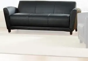 Lorell Reception Sofa 75"x34-1/2"x31-1/4" Black Leather 68950 Lorell Reception Sofa 75"x34-1/2"x31-1/4" Black Leather 68950