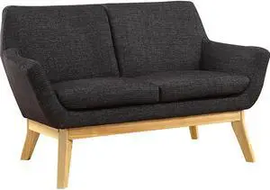Lorell Quintessence Upholstered Loveseat, Black/Natural Lorell Quintessence Upholstered Loveseat, Black/Natural