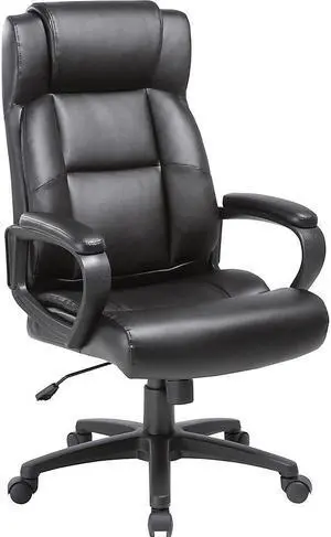 Lorell LLR41844 Soho High-Back Leather Executive Chair, Black