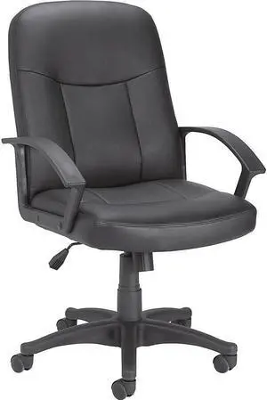 Lorell Exec Mid-Back Chair 26-1/4"x27-1/2"x38-1/2-42" BK Leather 84869