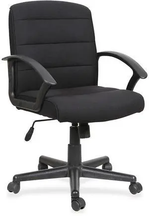 Lorell Fabric Task Chair - Black Fabric Seat - Black Fabric Back - 1 Each