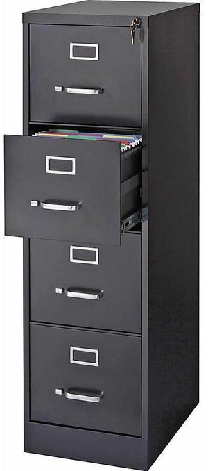 Lorell Vertical File 22" Deep 4-Dwr Letter 15"x22"x52" BK 42294