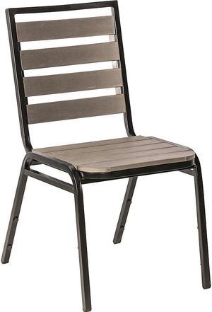 Lorell® Faux Wood Outdoor Chairs, Charcoal/Black, Set Of 4 Chairs