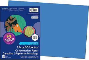 Sunworks Construction Paper, 58lb, 12 X 18, Blue, 50/Pack 7407