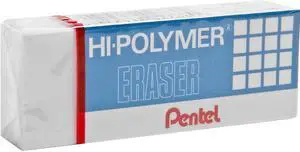 Pentel Hi-Polymer Eraser Large Nonabrasive White ZEH10