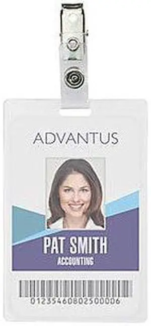 Advantus Strap Clip Self-laminating Badge Holders - Vertical - 4.3" x 2.6" - 25 / Pack - Clear