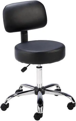Lorell Pneumatic Height Stool w/Back 24"x24"x36" Black 69511
