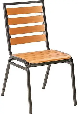 Lorell® Faux Wood Outdoor Chairs, Teak/Black, Set Of 4 Chairs