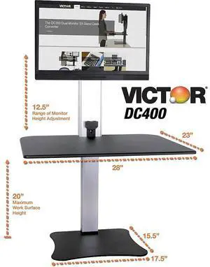 Victor Technology - DC400 - Victor High Rise Electric Single Monitor Standing Desk Workstation - Supports One Monitor of Victor Technology - DC400 - Victor High Rise Electric Single Monitor Standing Desk Workstation - Supports One Monitor of