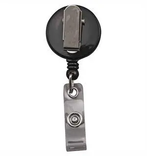 Advantus Snap Clip Retractable ID Reels, Black, Pack Of 25