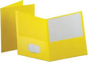 Oxford™ Twin-Pocket Portfolios, Yellow, Pack Of 10