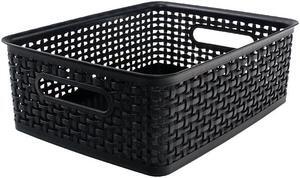 Advantus Plastic Weave Bin Medium 14" x 10.5" x 4.63" Black 36003
