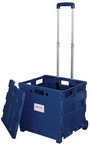 Office Depot Mobile Folding Cart With Lid, 16in.H x 18in.W x 15in.D, Blue, 50803