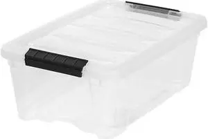 IRIS® Latch Plastic Storage Bin, 12.95 Qt, 16 1/2" x 11" x 6 1/2", Clear