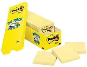 Post-it Notes Cabinet Pack 3" x 3" Canary Yellow 24/Pads (654-24CP) 653423