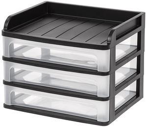 IRIS® 3-Drawer Medium Desktop Storage, 11 1/4"H x 14 1/4"W x 11 13/16"D, Black