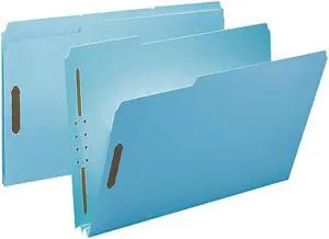 Smead® Pressboard Fastener Folders, 2" Expansion, Legal Size, 100% Recycled, Blue, Pack Of 25