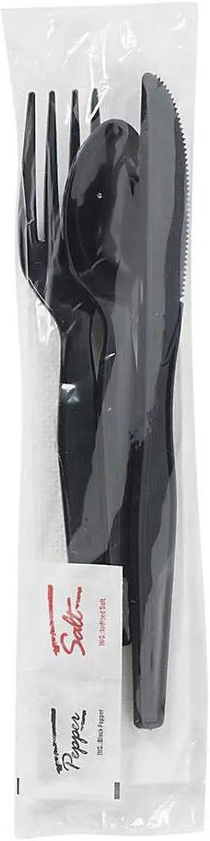 Dixie® Wrapped Tableware/Napkin Packets, Black, Carton Of 250 Packets