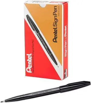 Pentel Sign Pen .7mm Black Barrel/Ink Dozen S520A