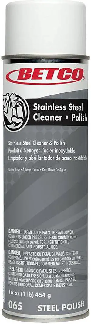 Betco Aerosol Stainless Steel Cleaner And Polish, 17 Oz, Pack Of 12