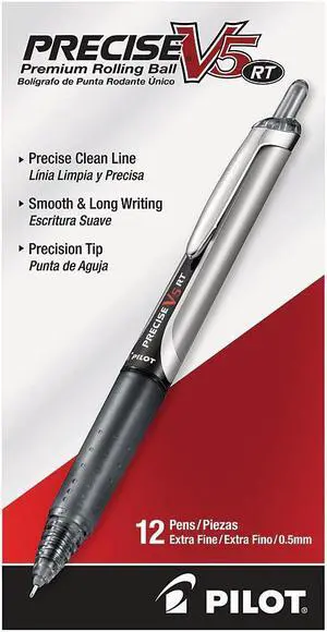 Pilot Precise V5RT Retractable Roller Ball Pen Black Ink .5mm 26062