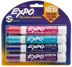 EXPO® Low-Odor Dry-Erase Markers, Chisel Point, Pastel Colors, Pack Of 4