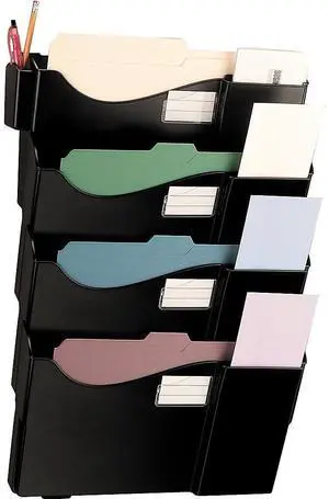 Office Depot Wall 4 Pockets, Letter Size/Legal Size, Black, 10724