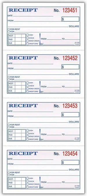 Adams Receipt Book 2.75"L x 4.75"W 200 Sets/Book (DC1152) 195982