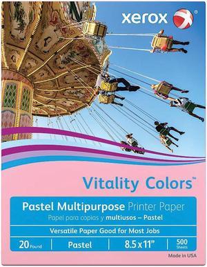 Xerox Vitality Colors MultiUse Printer Paper Letter Size 812 x 11 20 Lb 30 Recycled Pink Ream Of 500 Sheets
