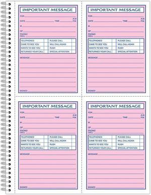 Adams® Phone Message Book, 11" x 8 1/4", 100 Pages, White/Canary Yellow