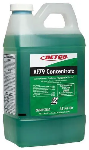 Betco AF79 Acid-Free Disinfectant Restroom Cleaner Concentrate Disinfectant, 2-Liter, Pack Of 4