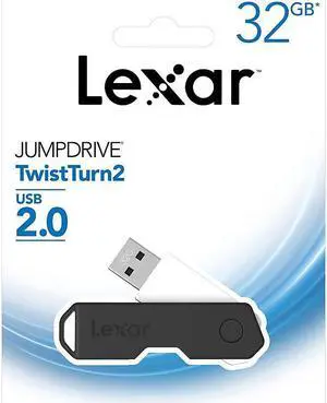 Lexar® JumpDrive® TwistTurn2 USB 2.0 Flash Drive, 32GB, Black, LJDTT2-32GABNABK