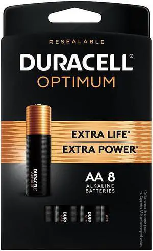 Duracell Optimum Alkaline AA Batteries, 8/Pack OPT1500B8PRT