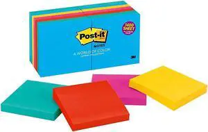 3M 65414AU Ultra Color Notes  3 x 3  Five Colors  14 100-Sheet Pads Pack