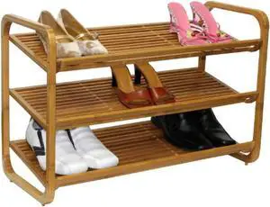 oceanstar 3-tier bamboo shoe rack, brown