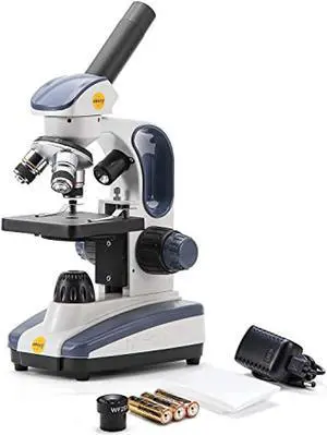 swift compound monocular microscope sw200dl with 40x-1000x magnification, dual light, precision fine focus, wide-field 25x eyep