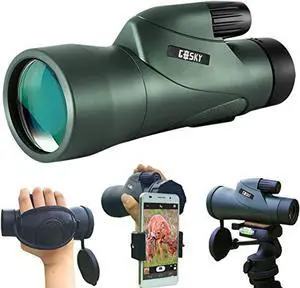 gosky 12x55 high definition monocular telescope and quick smartphone holder - 2019 newest waterproof monocular -bak4 prism for