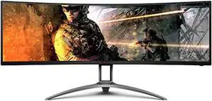 aoc agon curved gaming monitor 49" (ag493ucx), dual qhd 5120x1440 @ 120hz, va panel, 1ms 120hz adaptive-sync, 121% srgb, height