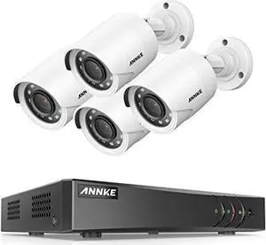 annke 8ch 5mp-lite security camera system h.265+ dvr with 4pcs 1920tvl outdoor wired cctv camera, 100ft night vision, easy remo