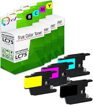 tct compatible ink cartridge replacement for brother lc75 lc75bk lc75c lc75m lc75y works with brother mfc-j430w j825dw j435w j4