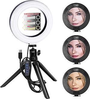 vidpro rl-6 6" inch led ring light kit with mini tripod and ball head. usb powered for portraits, makeup, modelling, vloggers,
