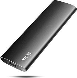Netac 500GB Portable SSD, USB3.2 Gen2 10Gbps, Type-C PSSD, Read Speed up to 500MB/s External SSD, Aluminium Alloy Portable Solid State Drive for PC/Laptop/Mac/Android/Xbox/PS4 - ZSlim