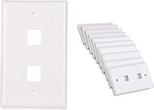 cable matters 10-pack low profile 2-port keystone jack wall plate in white