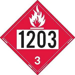 labelmaster z-idg un 1203 flammable liquid hazmat placard, permanent vinyl (pack of 25)