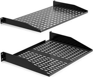 19-inch 1u+2u server rack shelves - universal device server rack mounting tray, for good air circulation, cantilever mount, wall mount rack, computer case mounting tray, black - pyle plrstn42u