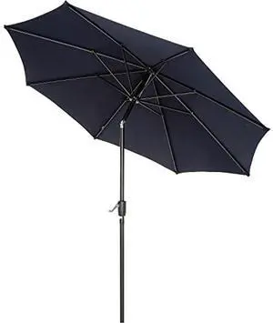 Global Industrial 695328 Outdoor Umbrella with Tilt Mechanism - 102" Span - 94" Long - Navy Blue Canopy, Black Handle