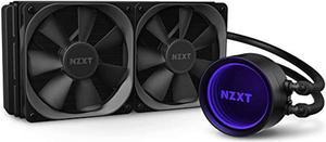 nzxt kraken x53 240mm - rl-krx53-01 - aio rgb cpu liquid cooler - rotating infinity mirror design - improved pump - powered by cam v4 - rgb connector - aer p 120mm radiator fans (2 included)